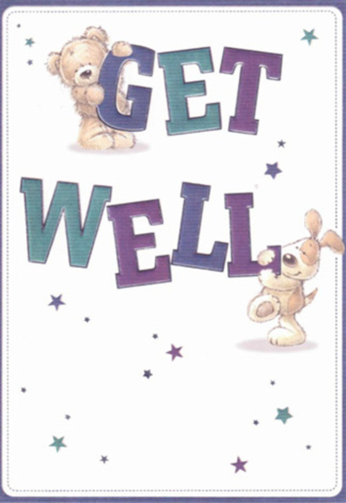 A flourish of cheer and comfort unfolds in the heart of Bloomsbury within this illustrated get well card. The design features a plump bear and an animated puppy, each drawn with textured charm and gentle expressiveness, set among a constellation of playful stars. The typography is bold, upbeat, and shaded in inviting purples and aquas-a reflection of Bloomsbury's bright literary heritage. You can almost feel the plushness of the bear's fur and the velvety touch of the puppy's ears, their presence conjuring the sensation of a comforting hug or the gentle rustling of leaves along Bedford Place. Against a soft, clean background, each star appears as a tiny spark of encouragement, transforming the card into a small celebration of hope and resilience. The interplay of lighting and colour draws the eye the way a beautiful bouquet delivered by Bloomsbury Florist draws a smile, every note crafted with attention and kindness. There is an underlying serenity and optimism stitched through the scene, making this card perfect for sending brightness and warmth to loved ones across Bloomsbury, whether recovering in University College Hospital or relaxing at home.